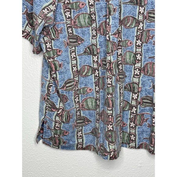 VTG Reyn Spooner Mens Four Button Down Hawaiian Shirt Floral Fish Design XL USA - Picture 12 of 16